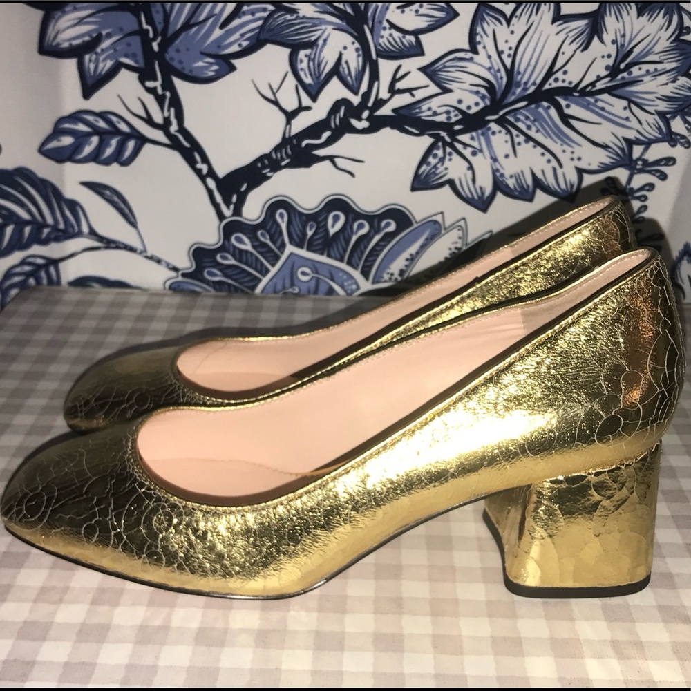 Celia Cracked Gold Leather Pumps